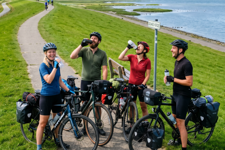 Radfahrer am Deich Fahrradpension